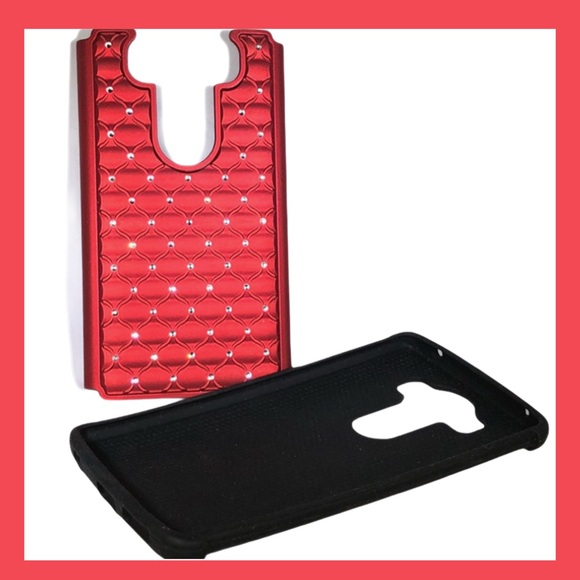 LG V10 2-Piece Red Case w/ Crystal Rhinestone - Picture 1 of 7